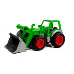 Traktor s nakladačom a prívesom - zelený
